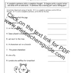 26 Complete Sentences Worksheet 1st Grade Free Worksheet Spreadsheet