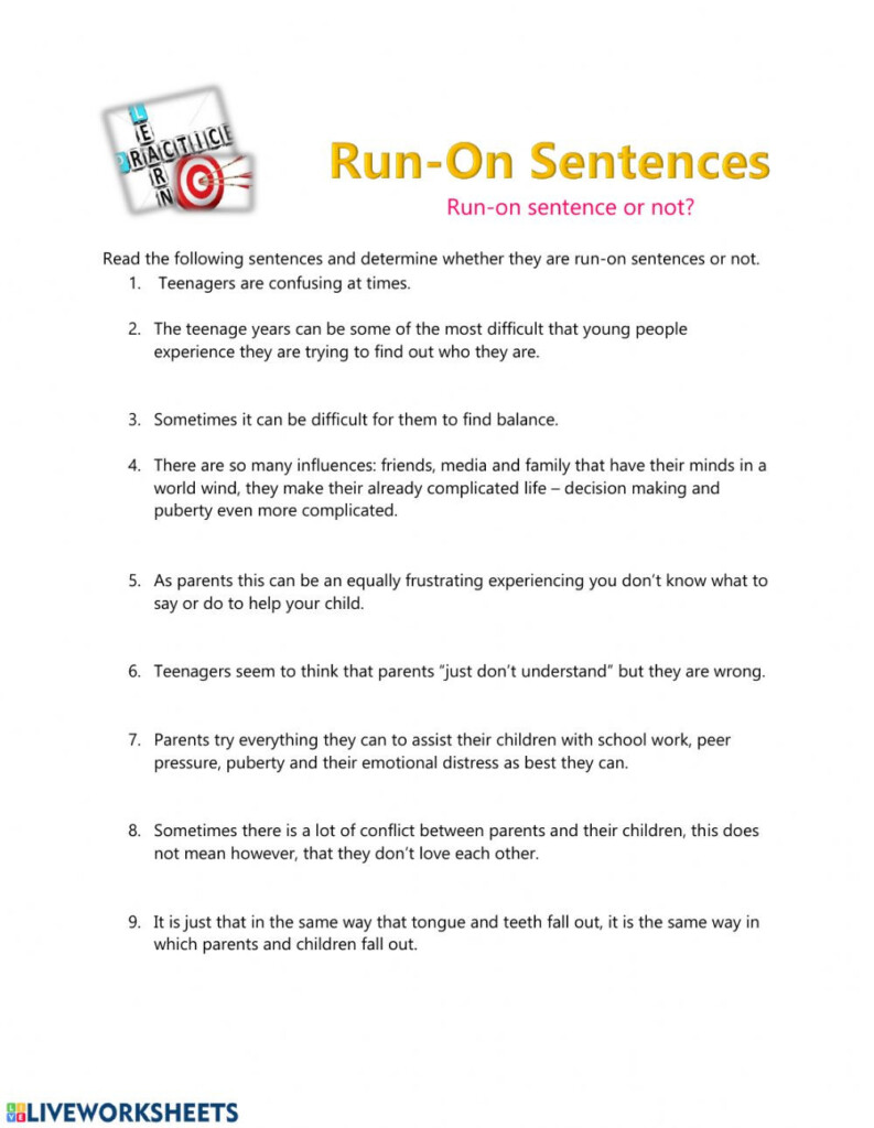 30 Run On Sentence Worksheet Education Template