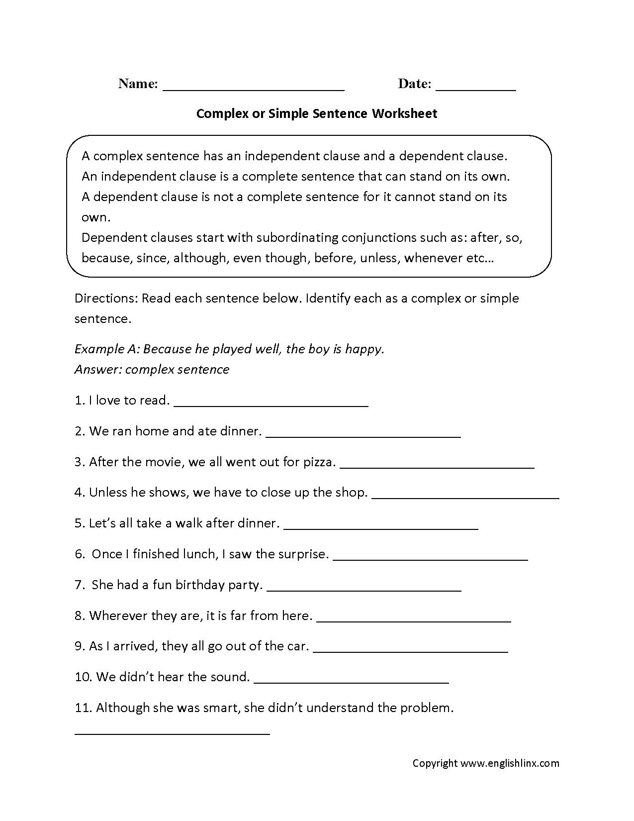 4 Worksheet Free Grammar Worksheets Third Grade 3 Sentences Simple