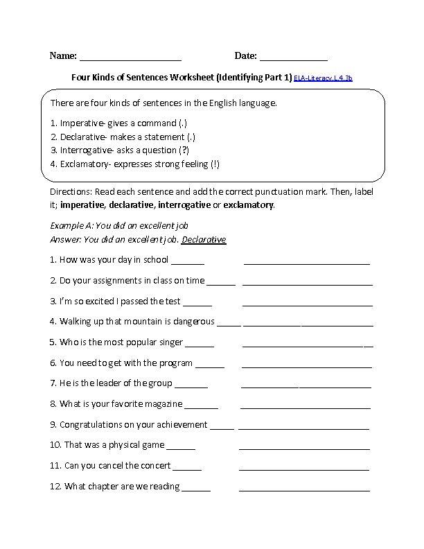 4th Grade Common Core Language Worksheets Complex Sentences 