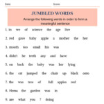 5th grade english worksheet on jumble words Jumbled Words Grammar