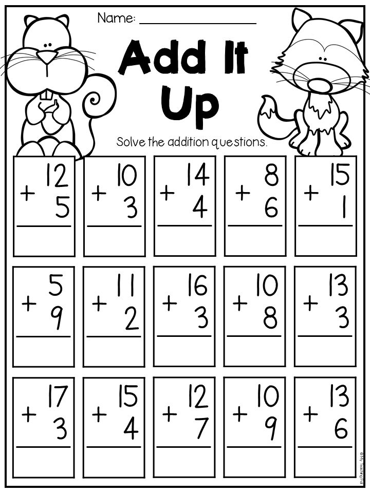 Addition Worksheets First Grade Activities Ws colordsgn co In 2020