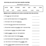 Antonyms Worksheets Replacing Words With Antonyms Worksheets