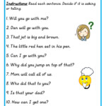 Asking Or Telling Sentence Worksheet