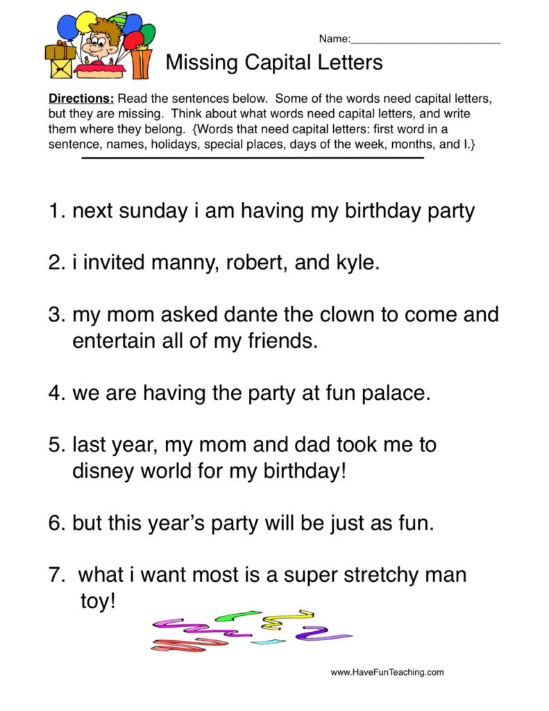 Capitalization Worksheets Page 2 Of 3 Have Fun Teaching