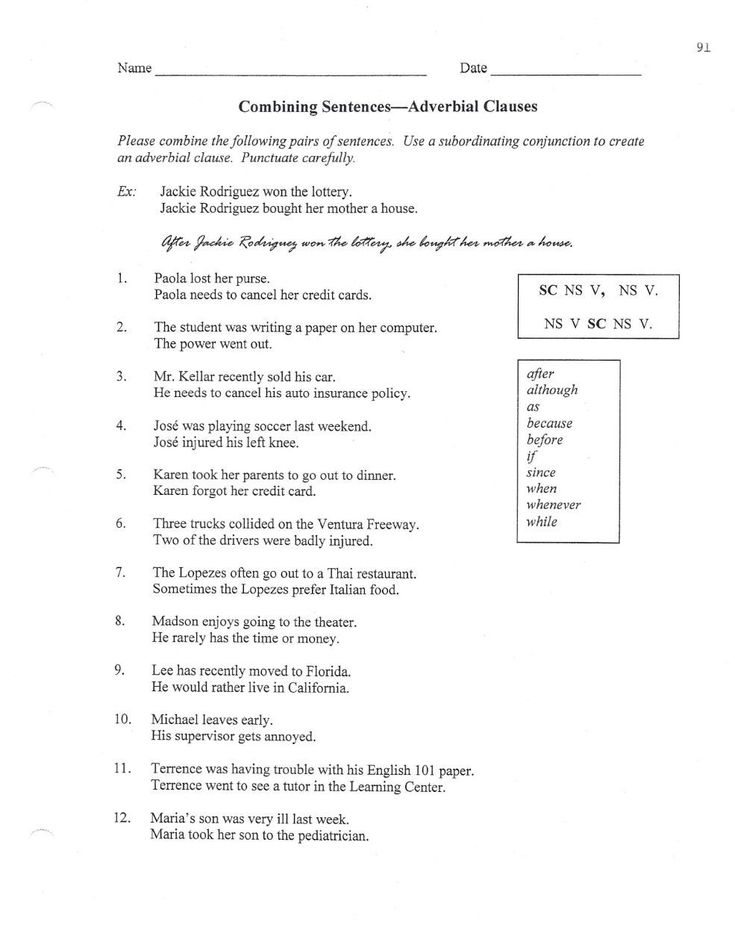 Combining Sentences Adverbial Clauses If Los Angeles Mission In