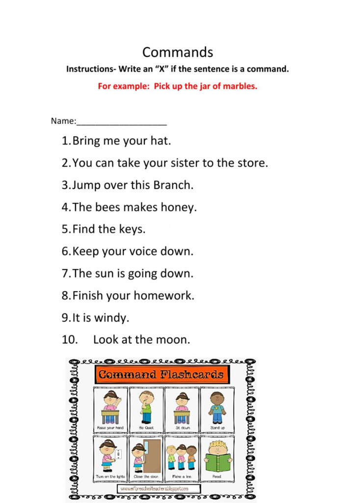 Commands Sentences Interactive Worksheet