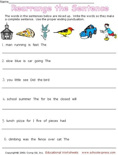 Complete Sentence Worksheet 3rd Grade Rearrange The Sentence Works In 
