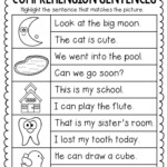 Comprehension Sentences For Kindergarten And First Grade comprehension