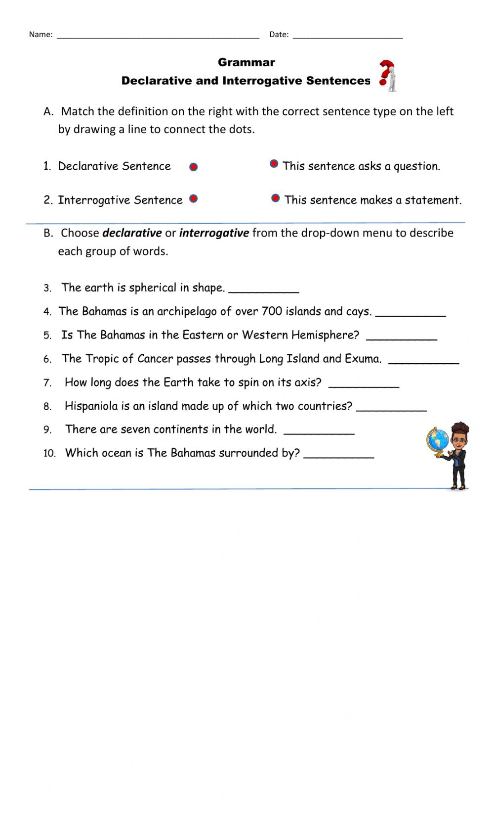 Declarative And Interrogative Sentences Online Worksheet For Grade 4