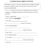 Englishlinx Sentence Fragments Worksheets Sentence Fragments