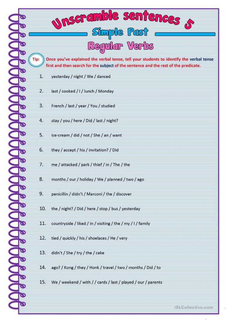 Free Printable Scrambled Sentences Worksheets