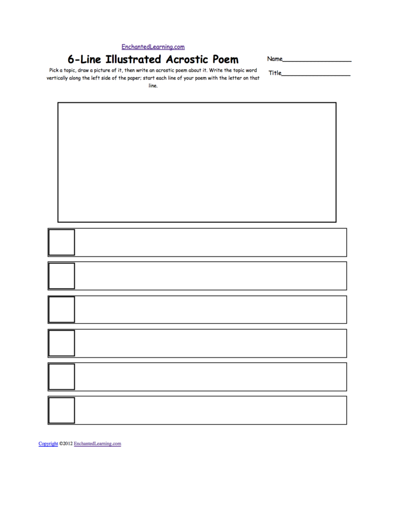 Illustrated Acrostic Poem Worksheets Worksheet Printout 