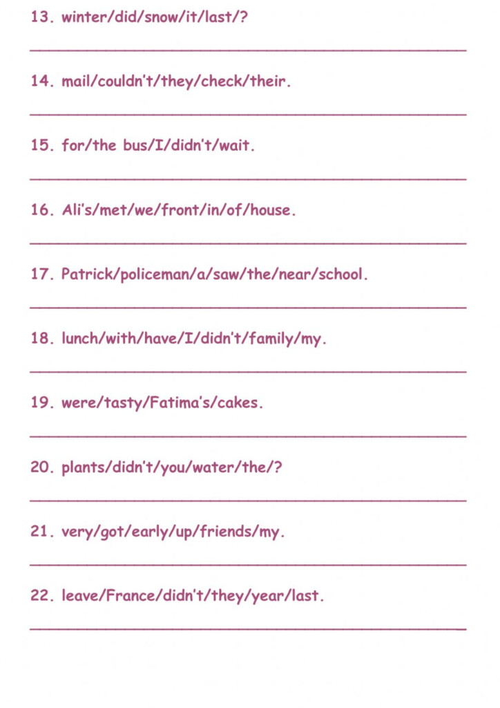 Jumbled Sentences Online Worksheet