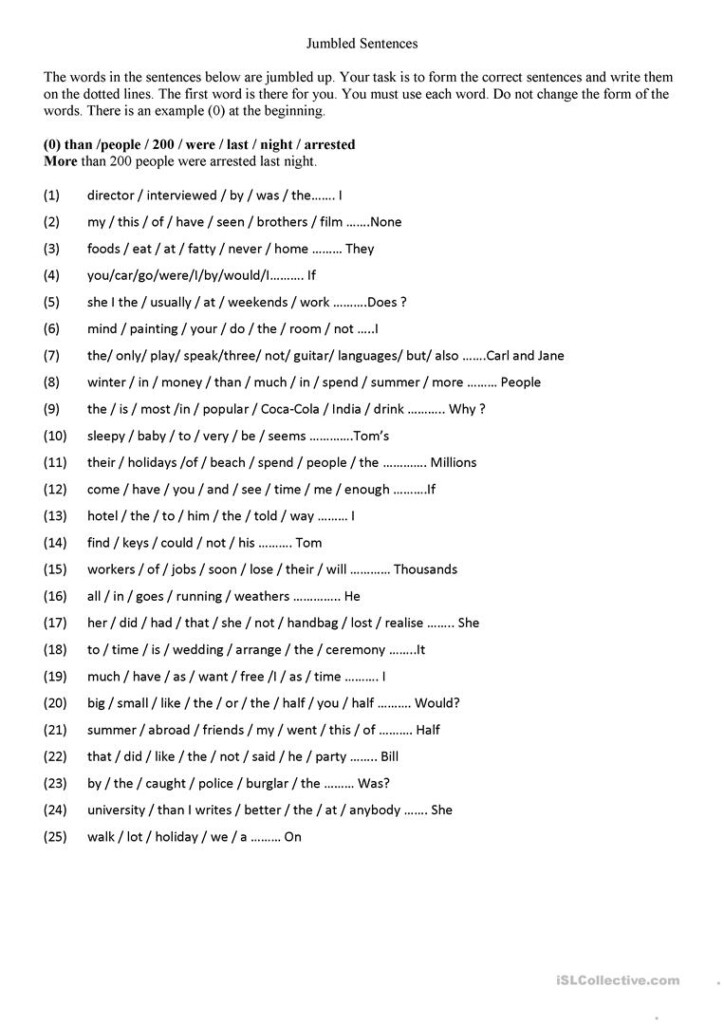 Jumbled Sentences Part 1 Worksheet Free ESL Printable Worksheets Made 