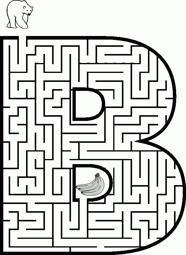 Letter Maze B Worksheets 99Worksheets