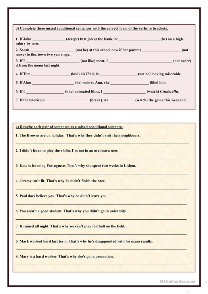 Mixed Conditionals exercises Mixed Conditionals Writing Skills If 