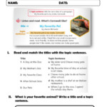 Paragraph Topic Sentence Worksheet