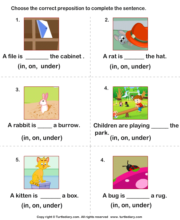 Preposition Worksheets For Grade 1 With Answers Preposition Test For 