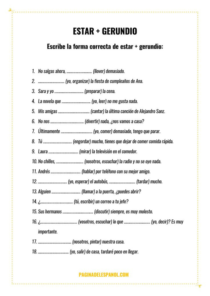 Presente Continuo En Espa ol Estar Gerundio La P gina Del Espa ol 