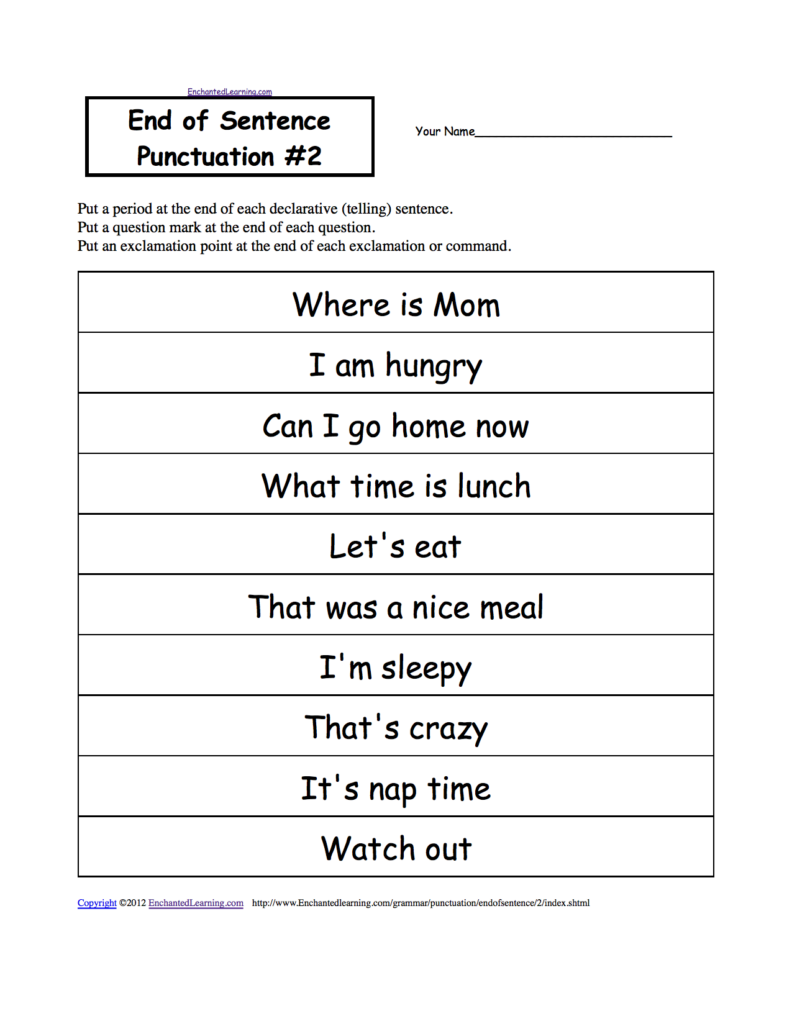 Punctuation Marks EnchantedLearning