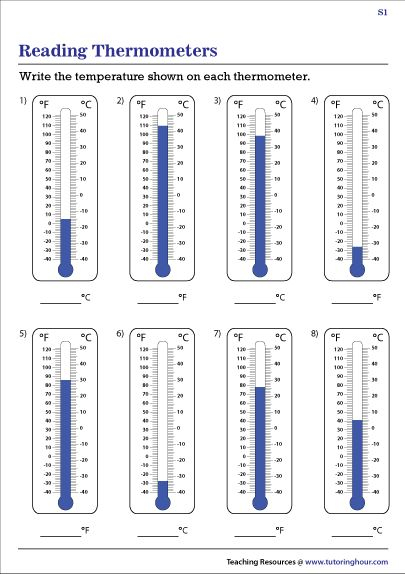 Reading Thermometers Worksheets Reading Worksheets Thermometer 