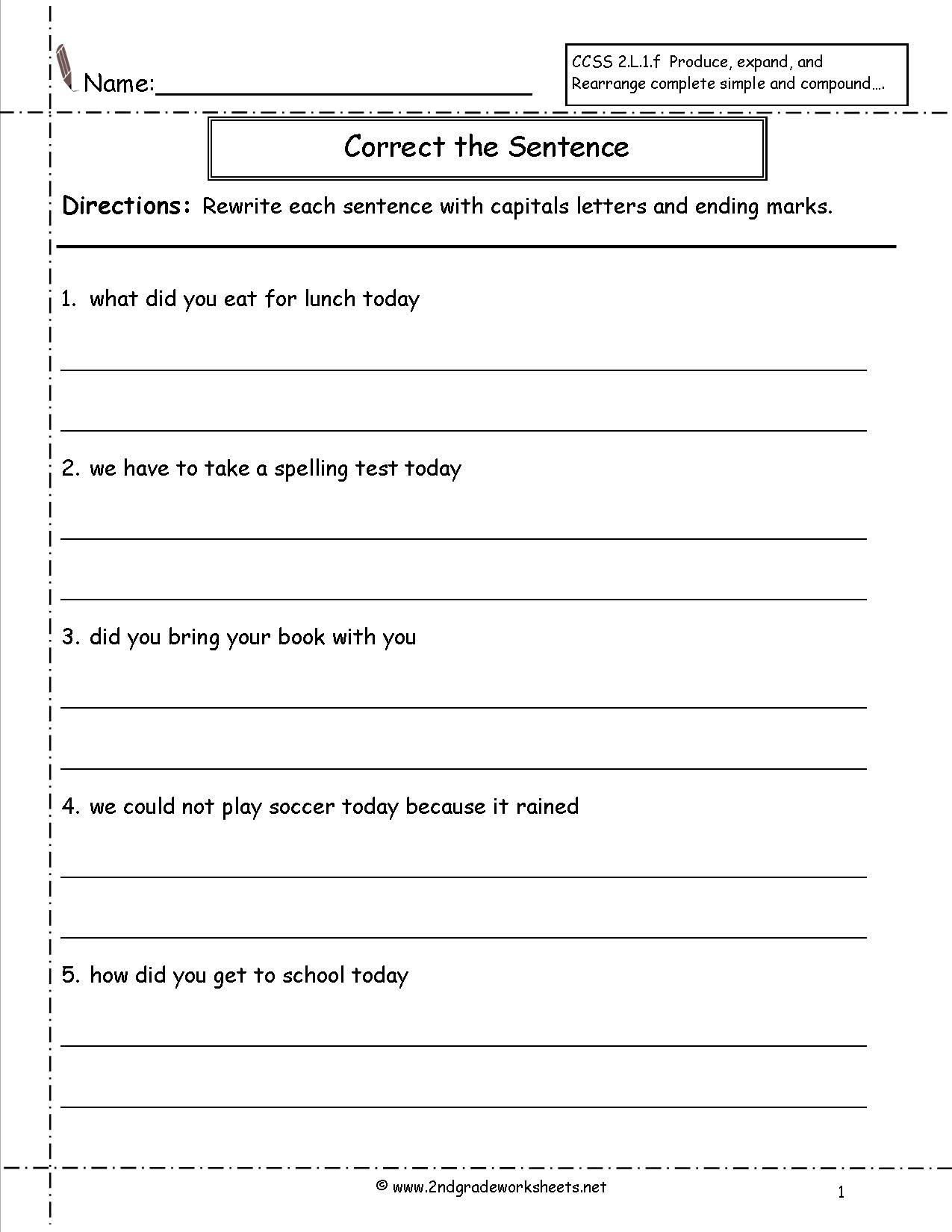 4th Grade Free Printable Rambling Sentence Worksheet