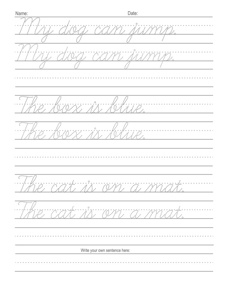 Sentence Cursive Tracing Worksheets Pdf Name Tracing Generator Free