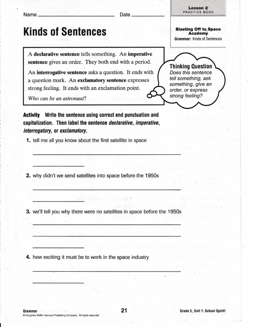 Sentence Fluency Worksheet