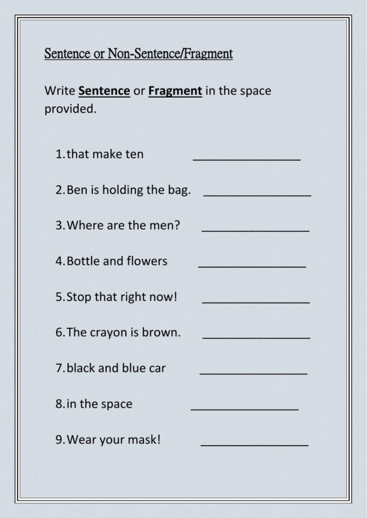 Sentence Or Fragment Interactive Worksheet