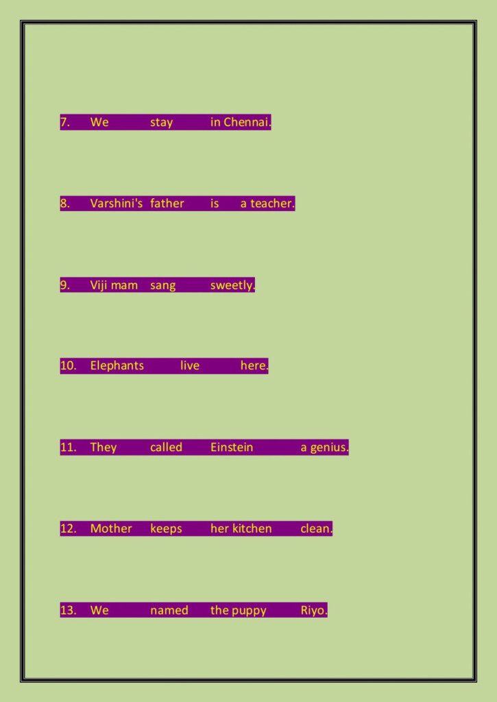 Sentence Pattern Interactive Worksheet