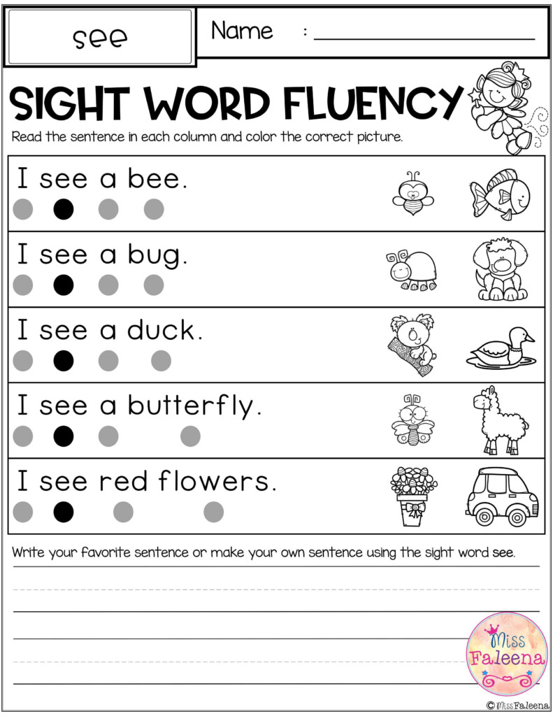 Sight Word Fluency Pre Primer Sight Word Fluency Sight Words 
