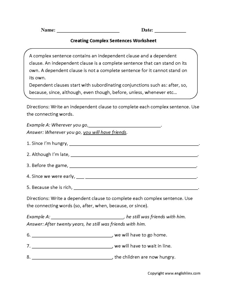 Simple Compound And Complex Sentences Worksheet Pdf Db excel