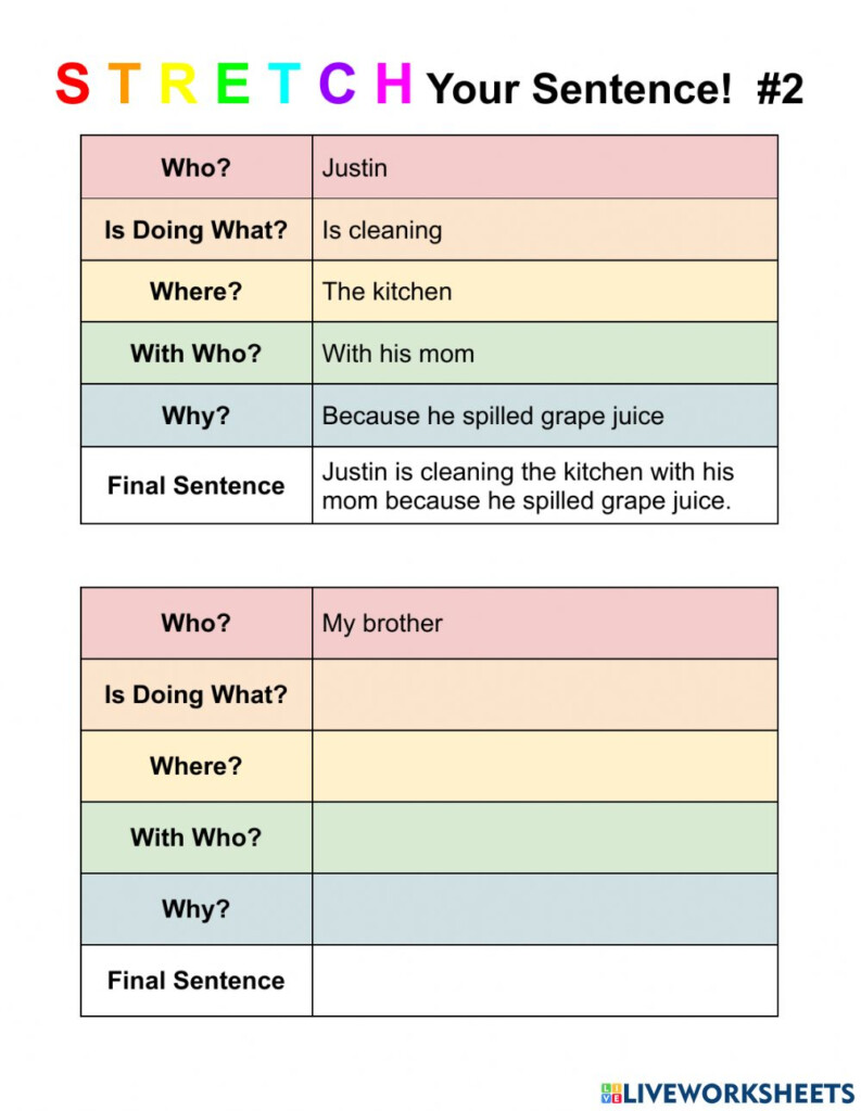Stretch Your Sentence 2 Worksheet