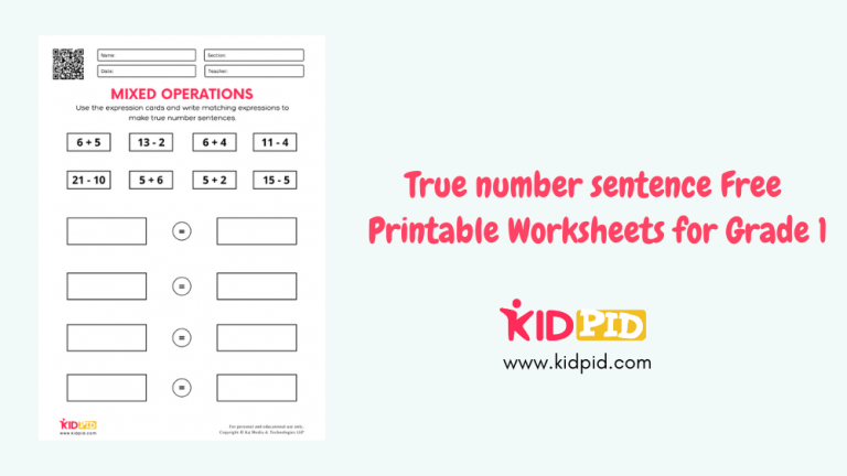 True Number Sentence Free Printable Worksheets For Grade 1 Kidpid