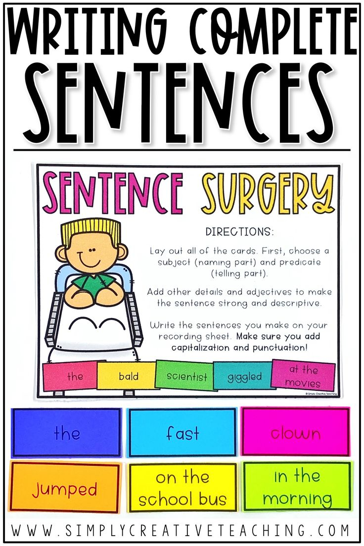 Writing Complete Sentences Simply Creative Teaching Writing