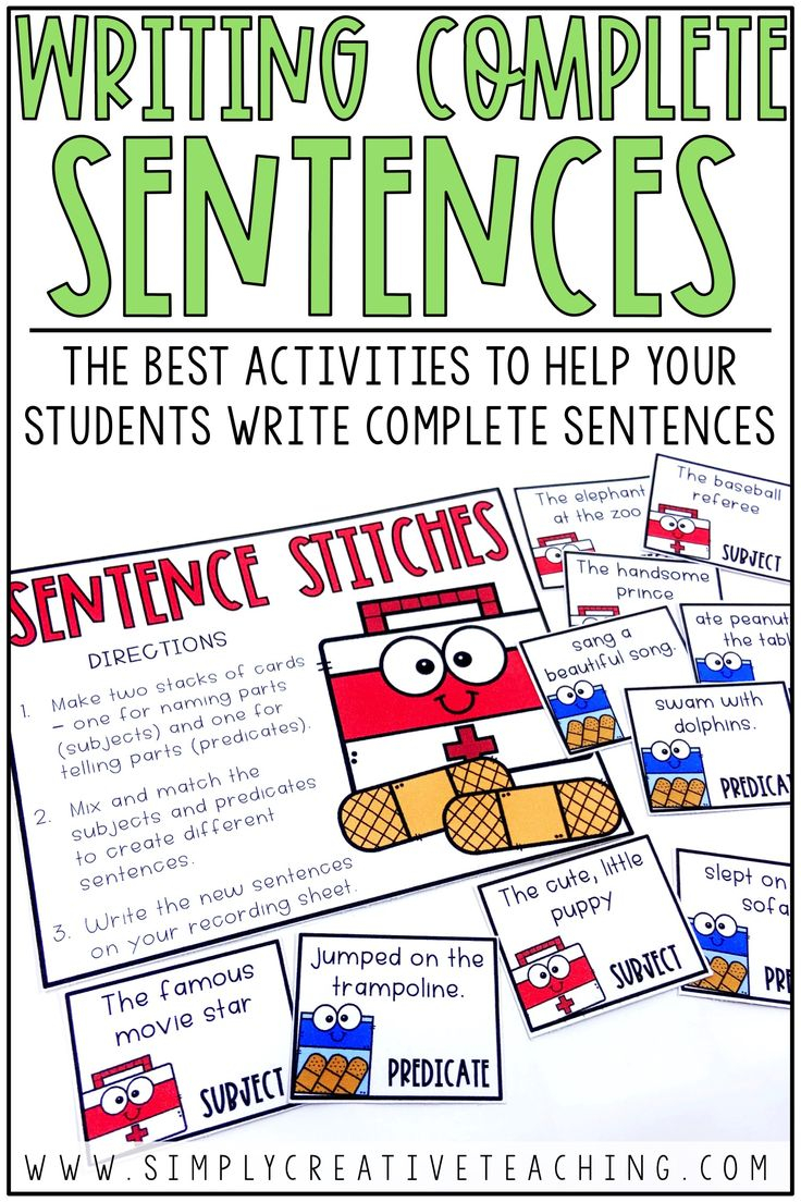 Writing Complete Sentences Simply Creative Teaching Writing