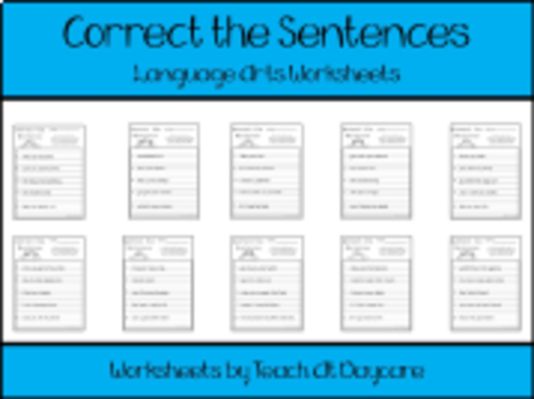 10 Correct The Sentences Printable Worksheets In PDF File 1st Grade 2nd 