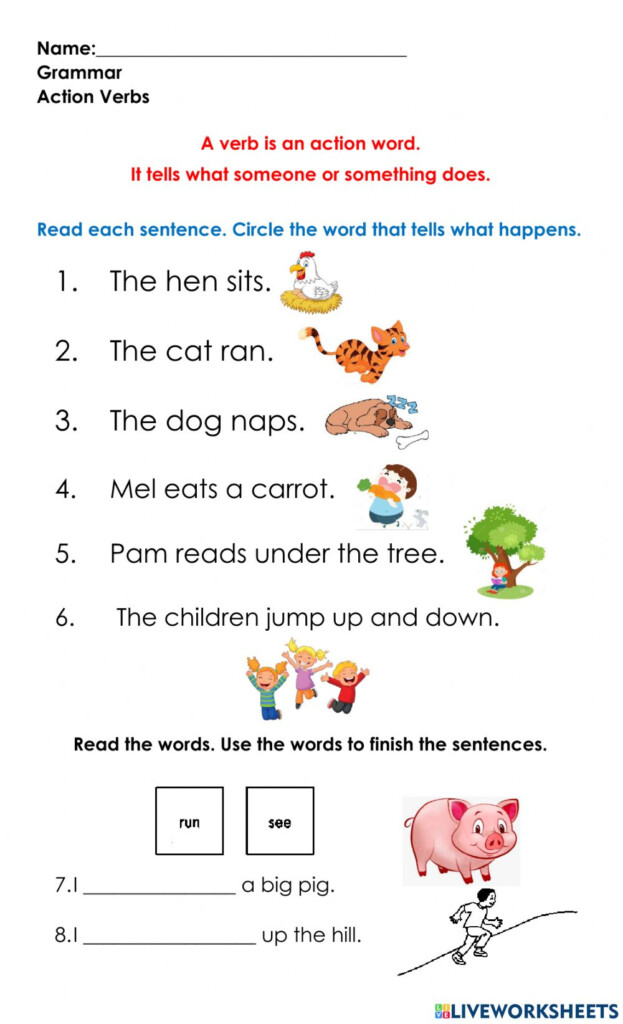 Action Verbs Online Exercise For 1