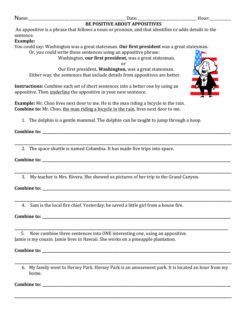 Be Positive About Appositives Worksheet