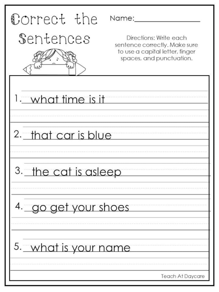 Buy 10 Printable Correct The Sentences Worksheets 1st 2nd Grade Online 