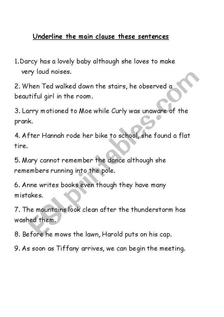 Complex Sentence ESL Worksheet By Nada Ahmed