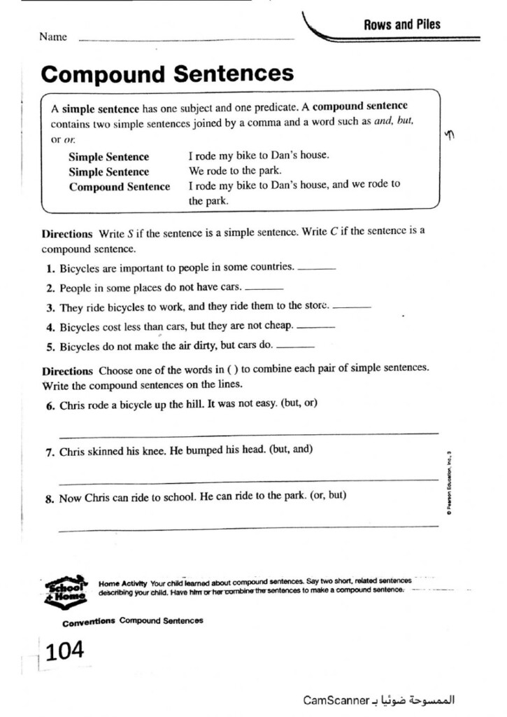 Compound Sentences Worksheet Pdf