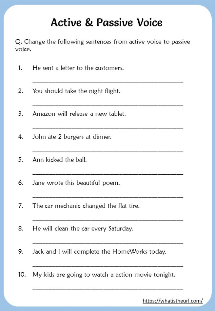 Convert Active Voice Into Passive Voice Worksheets Active And Passive 