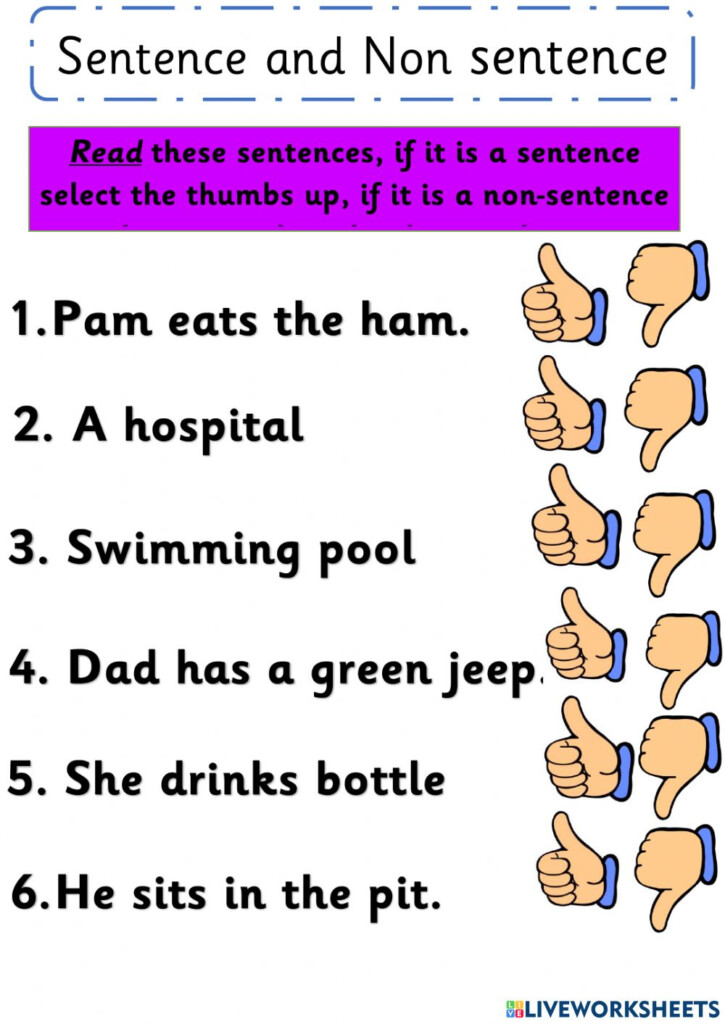 Ejercicio De Sentence And Non sentence