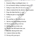 English Worksheets Complete Sentences