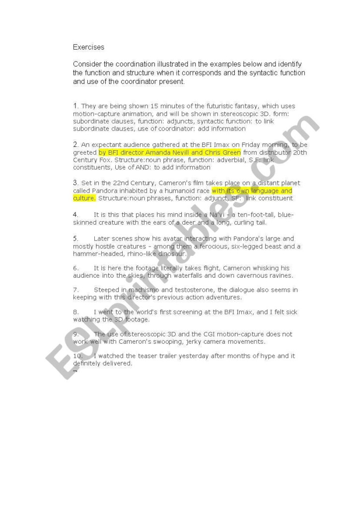 English Worksheets Coordination And Subordination