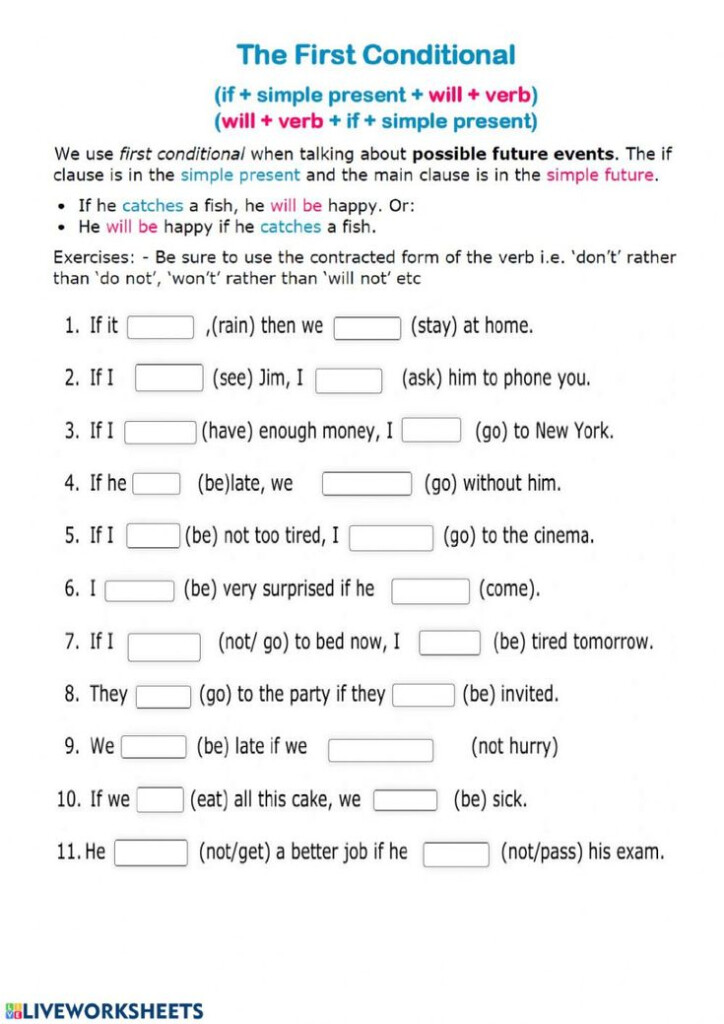 First Conditional Interactive Worksheet English Worksheets For Kids 