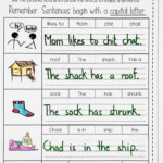 FREE DIGRAPH Sh Ch Sentences Sentences Kindergarten Ch Words
