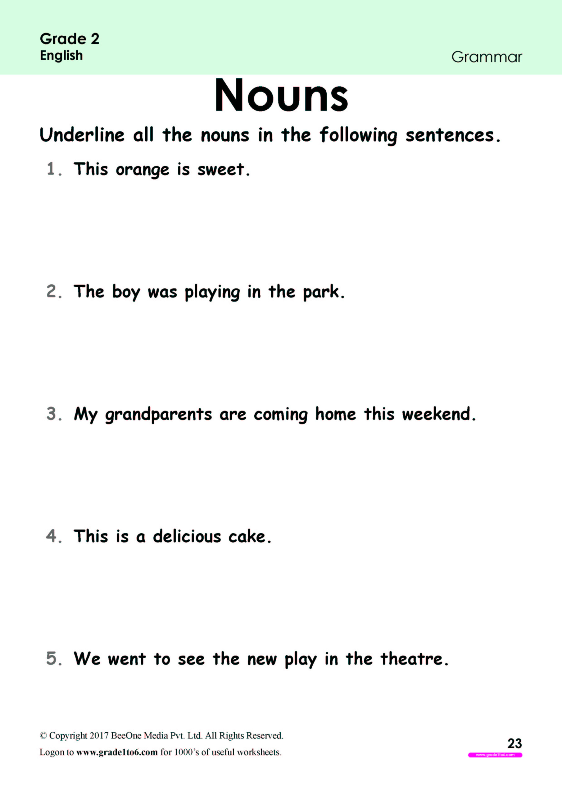 Grade 2 Grammar Worksheets K5 Learning English Grammar Online Pdf